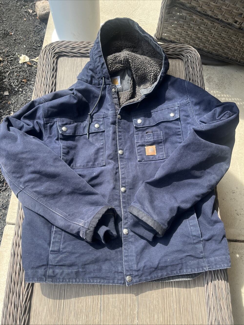 Carhartt Sherpa Lined Utility Jacket Medium Navy J284 MDT Workwear Outdoor